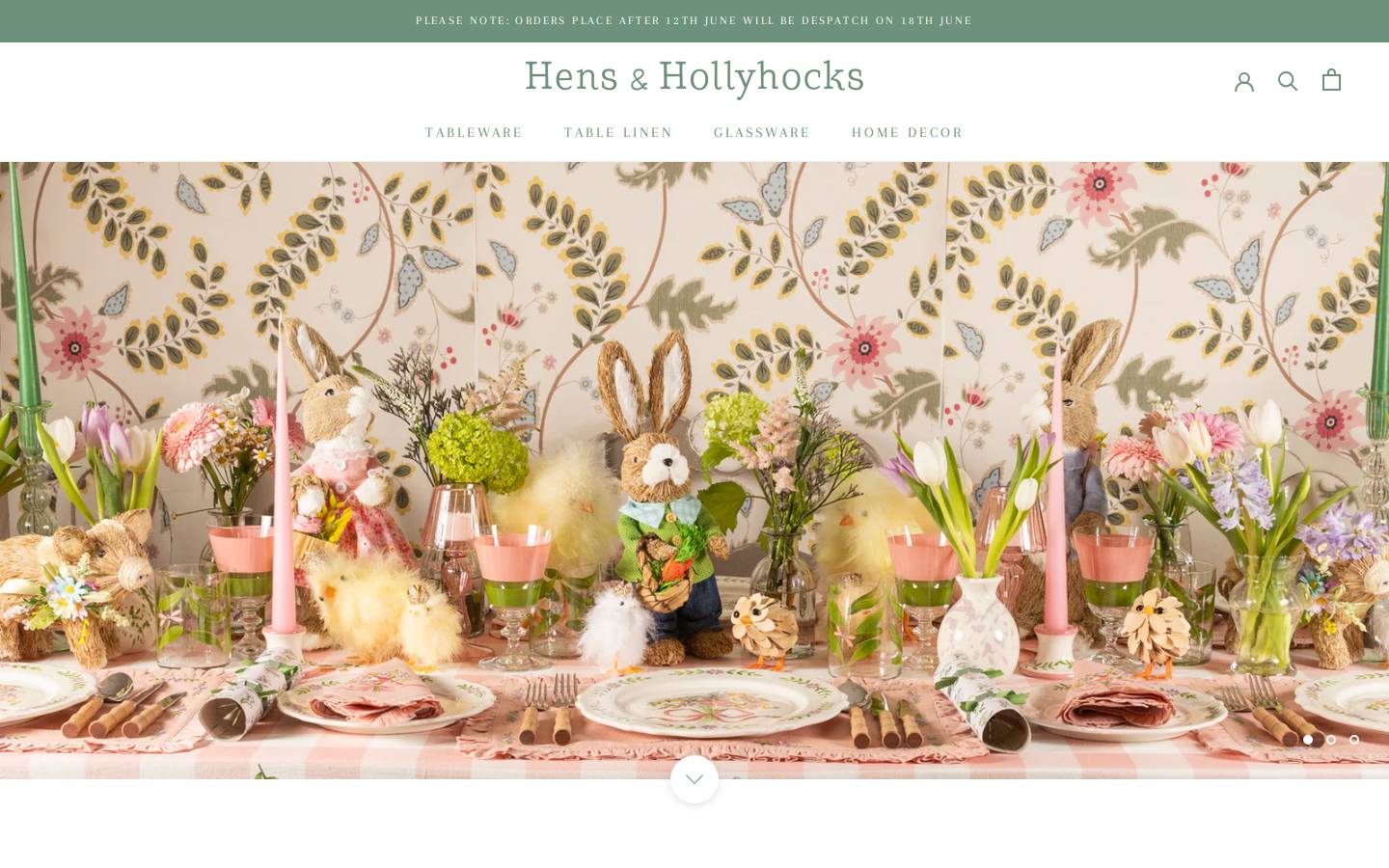 Hens and Hollyhocks homepage screenshot
