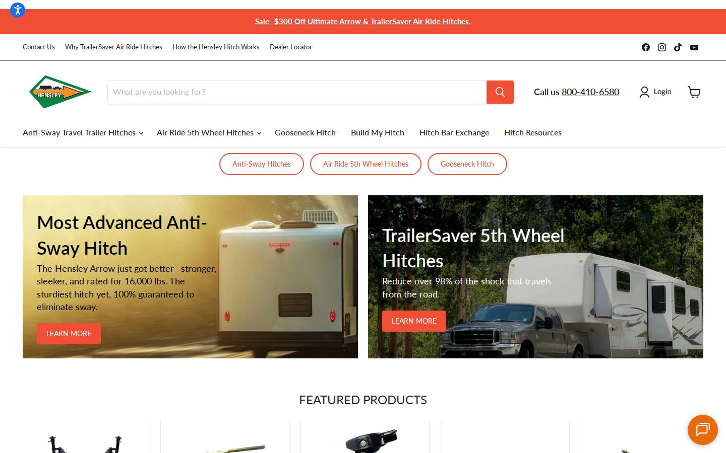 Hensley Mfg homepage screenshot