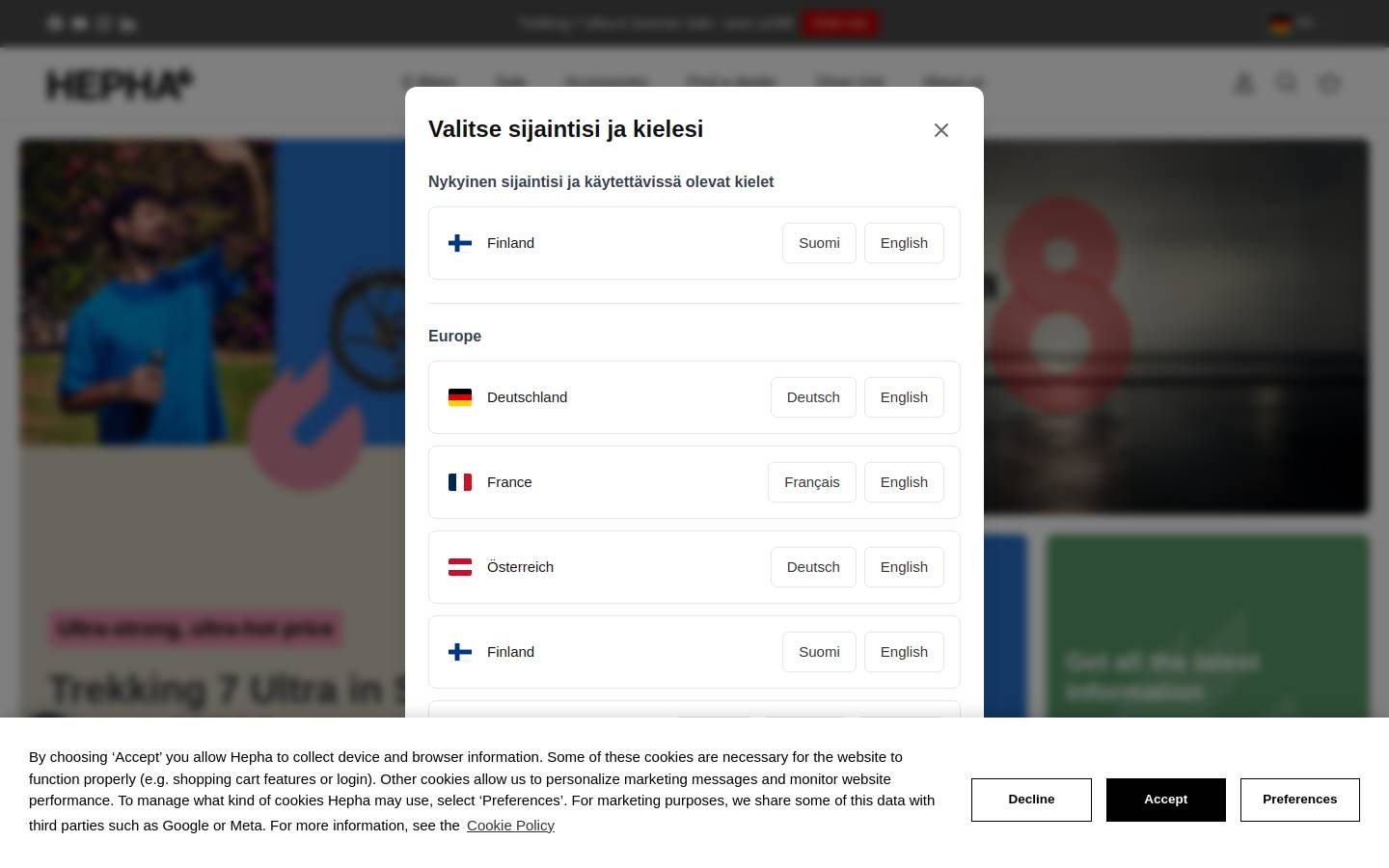 HEPHA E-Bike homepage screenshot