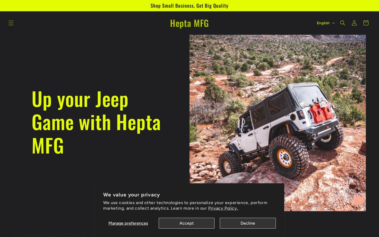 heptamfg.com homepage screenshot