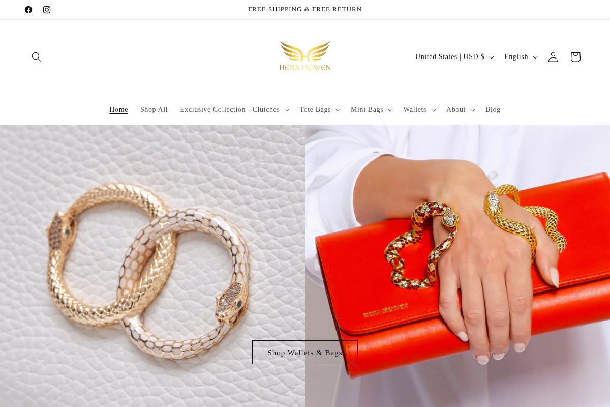 Hera Heaven homepage screenshot