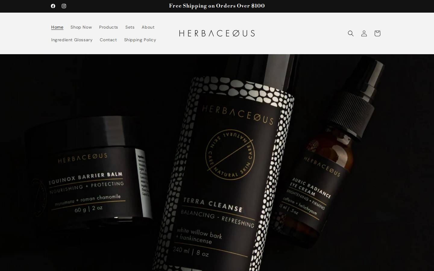 herbaceousskincare.com homepage screenshot