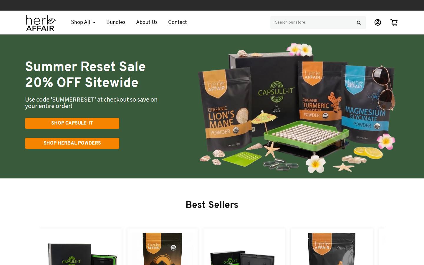 Herb Affair homepage screenshot