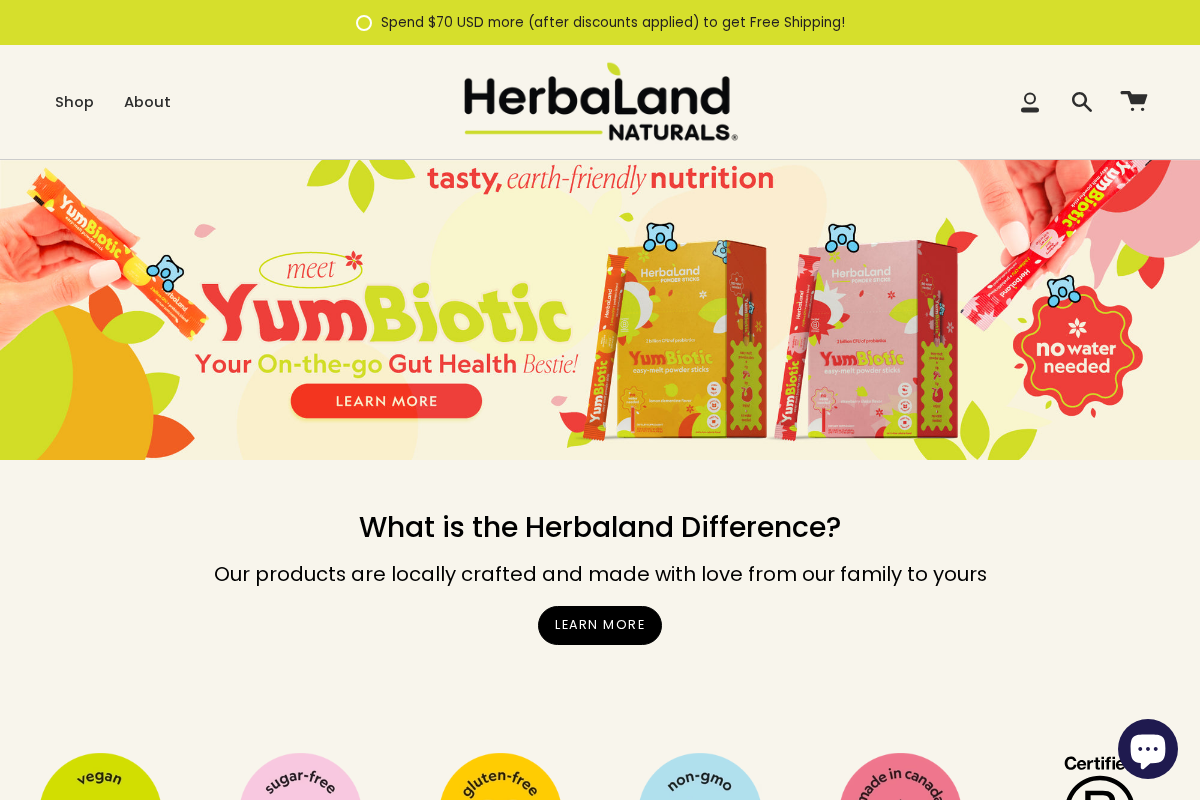 herbaland.com homepage screenshot