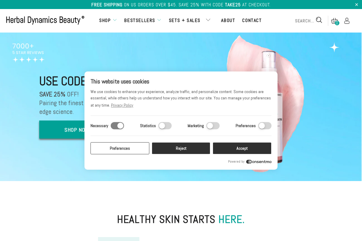 herbaldynamicsbeauty.com homepage screenshot