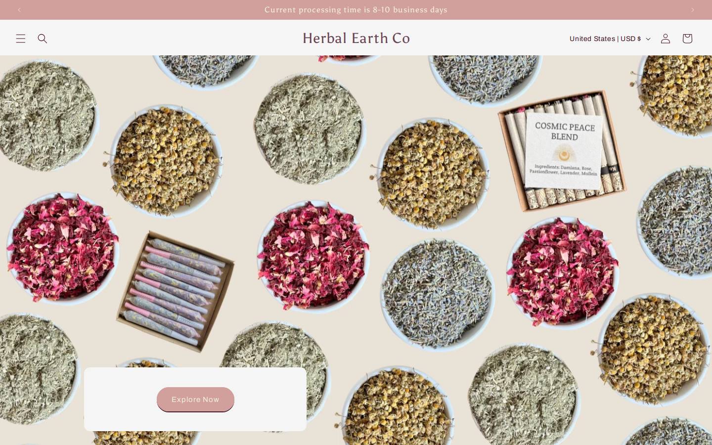herbalearthco.com homepage screenshot