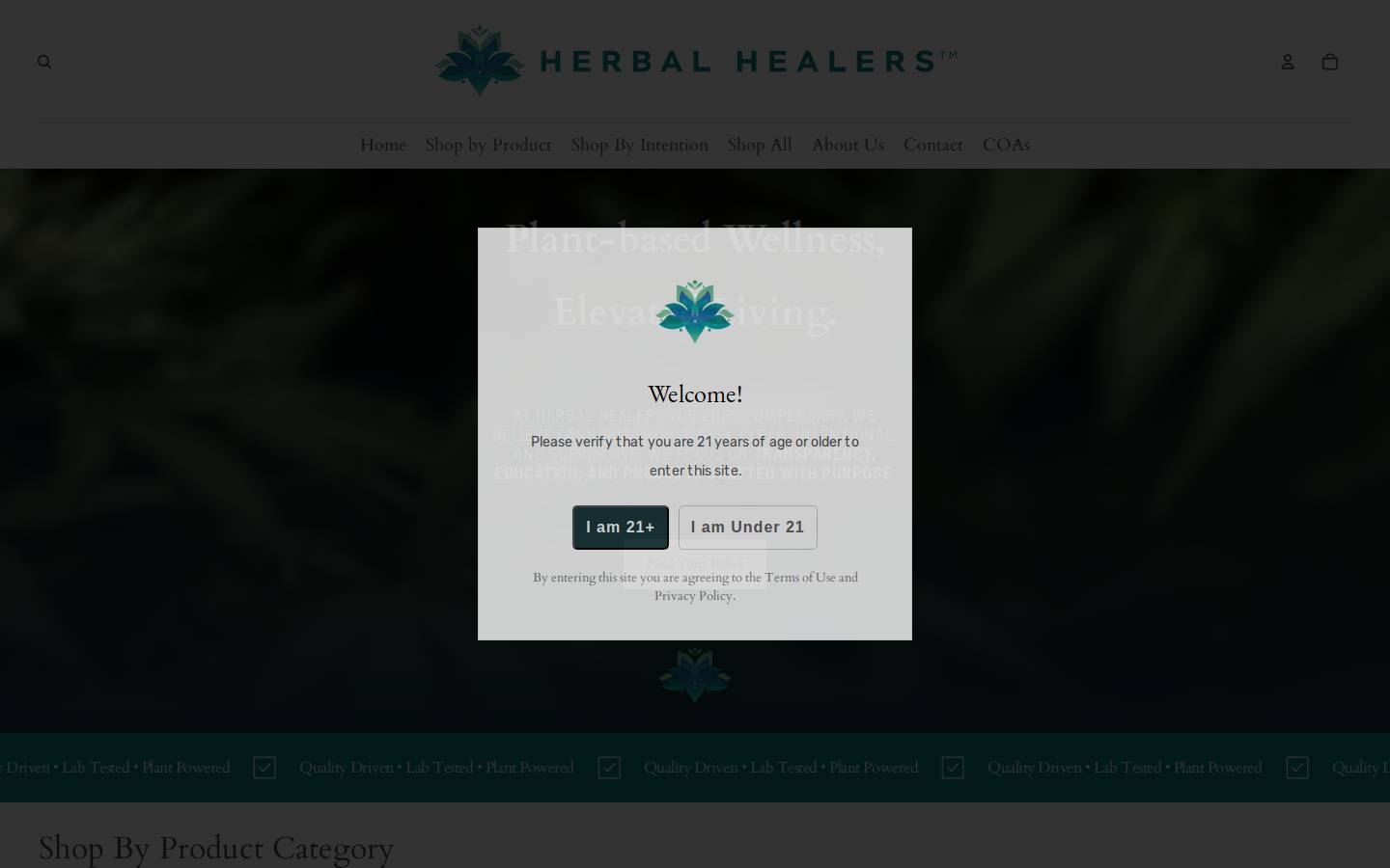 Herbalhealerscbd homepage screenshot