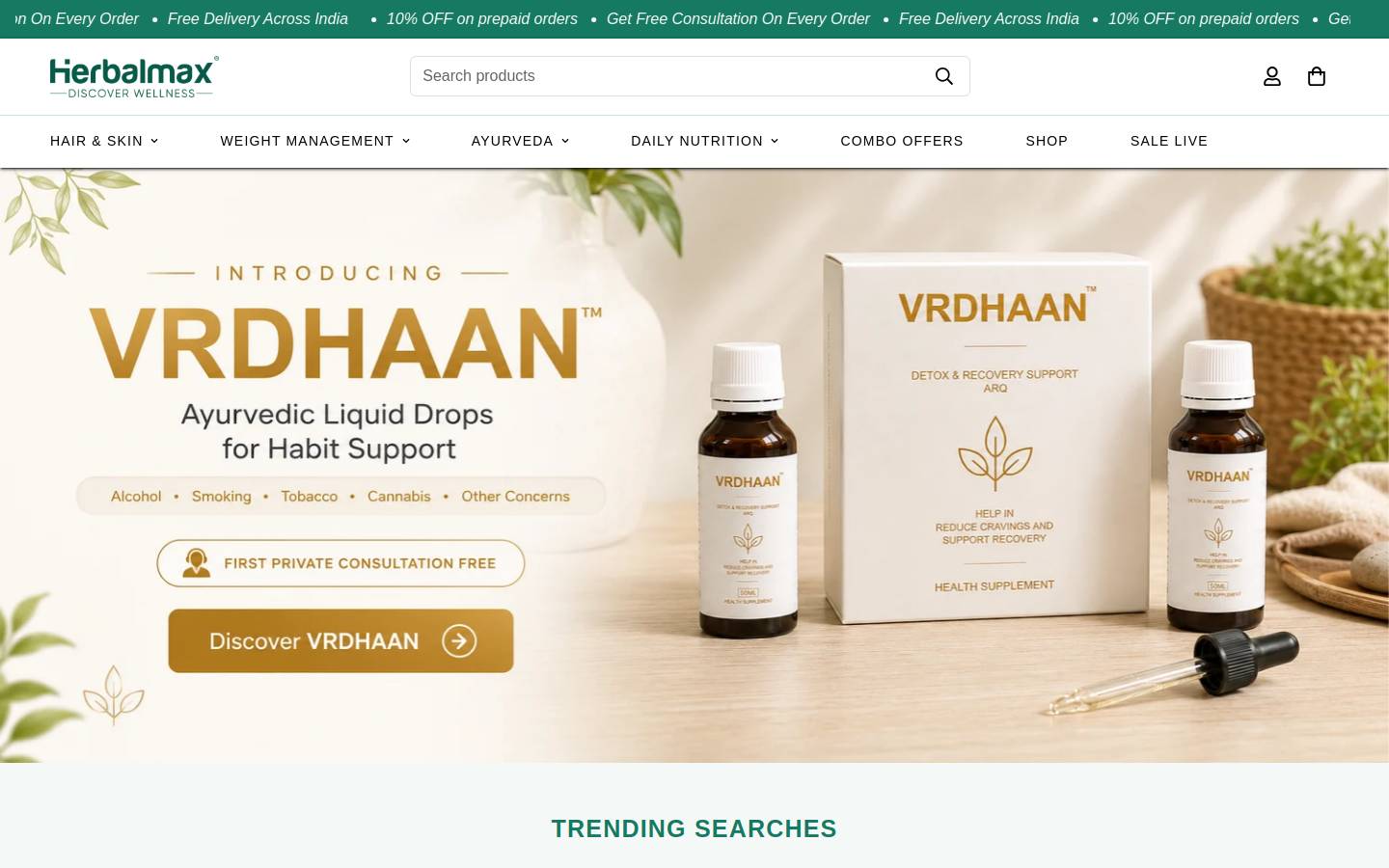 Herbalmax homepage screenshot