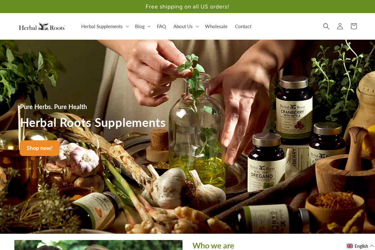 Herbal Roots homepage screenshot