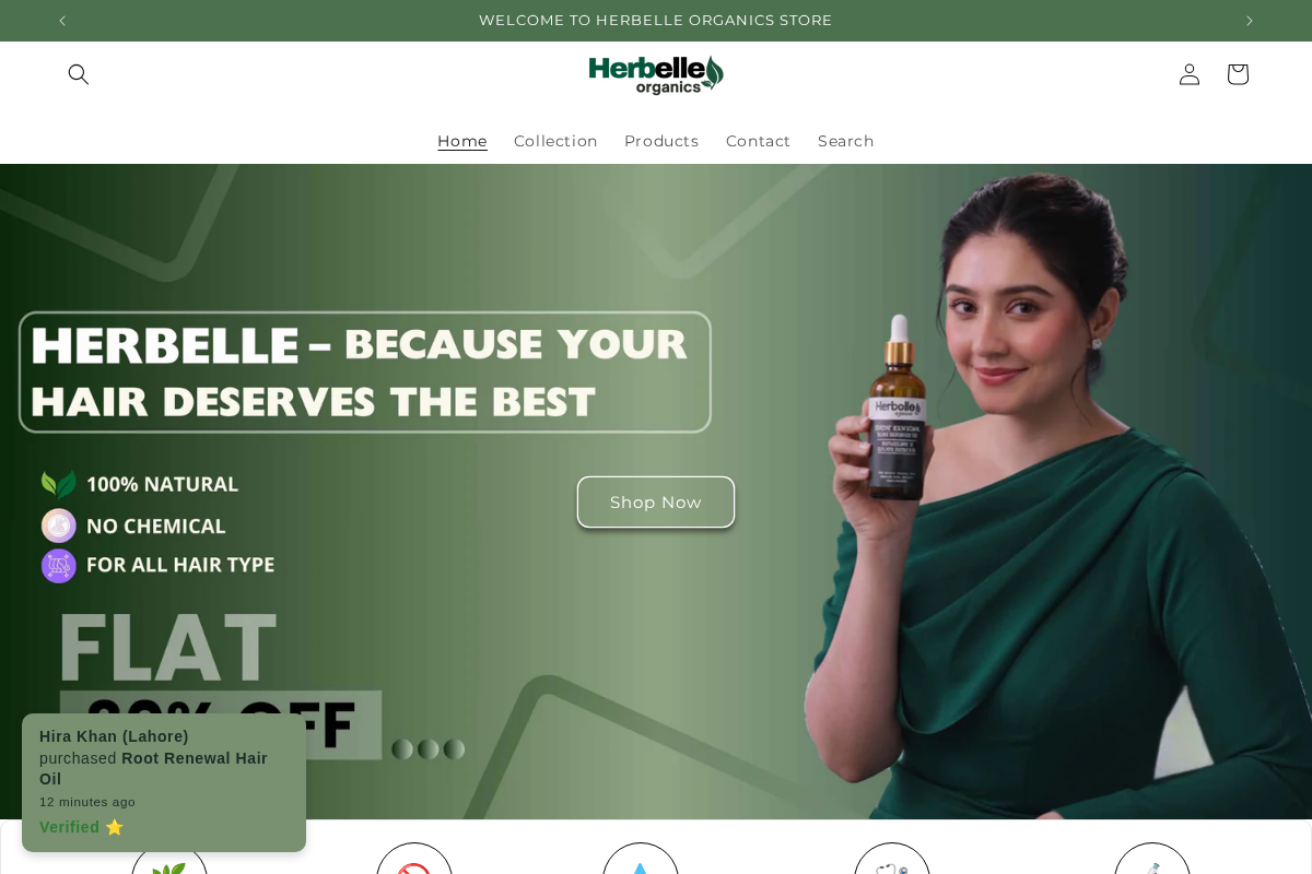 herbelleorganics.pk homepage screenshot