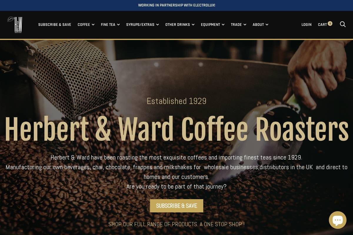Herbert & Ward homepage screenshot