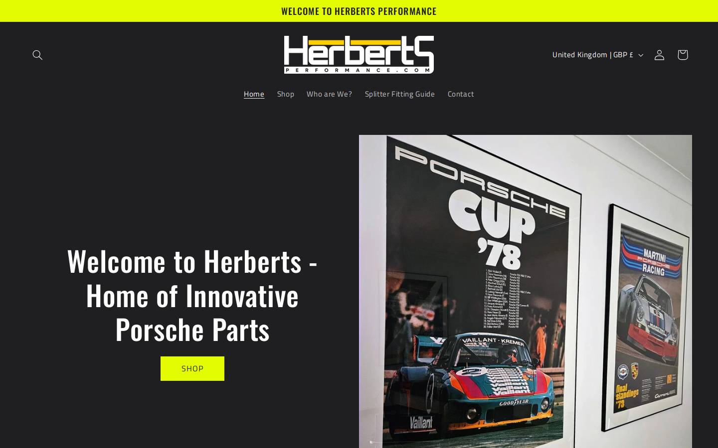 herbertsperformance.com homepage screenshot