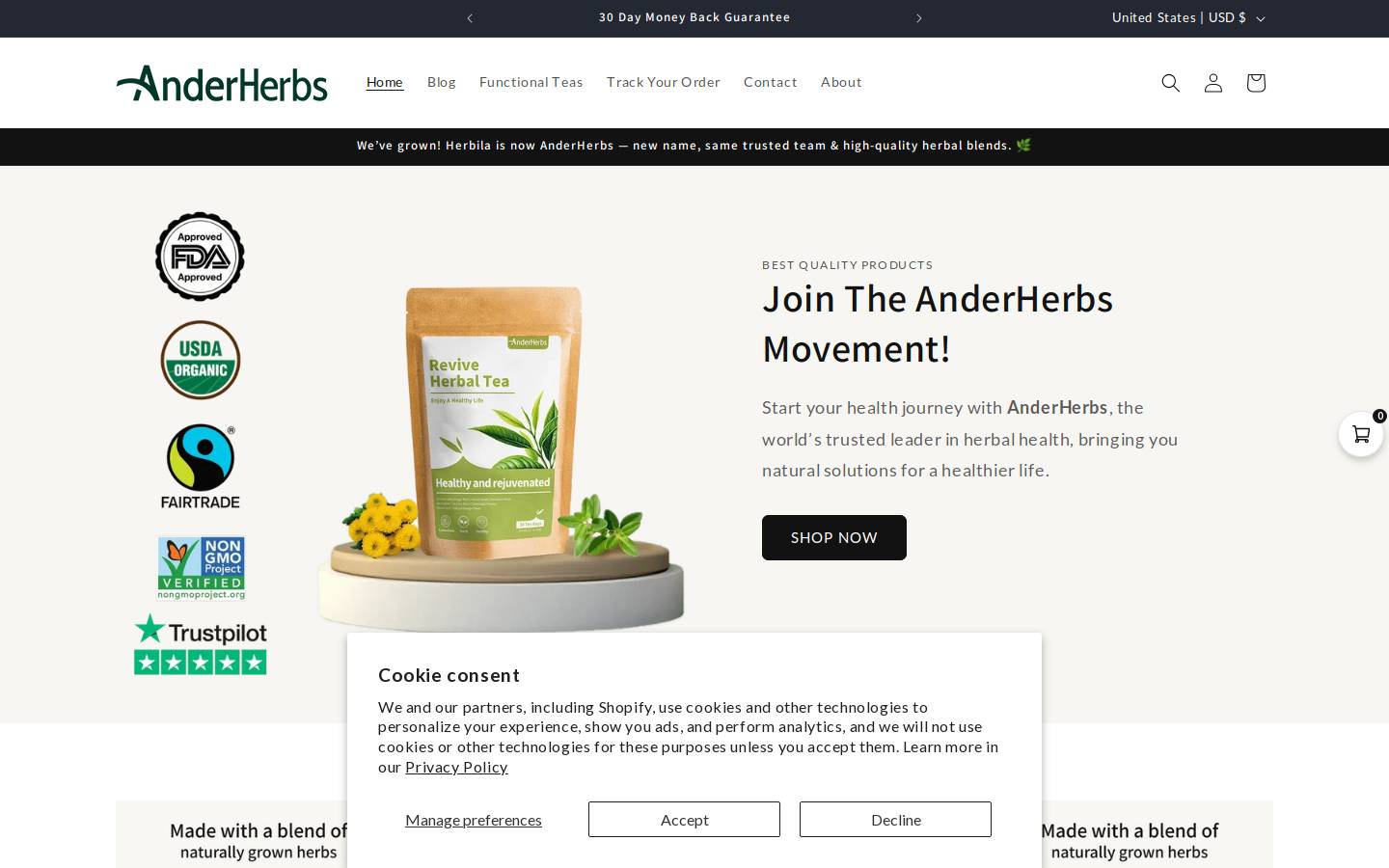 herbila.com homepage screenshot