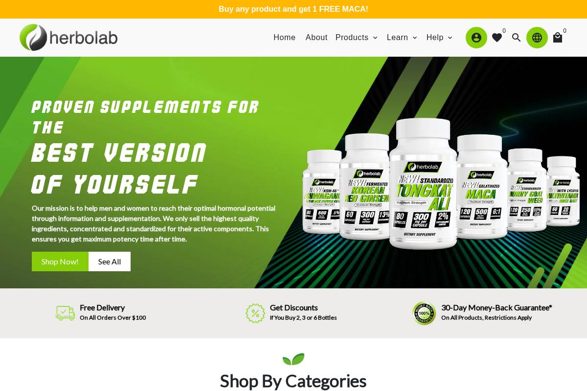 Herbolab homepage screenshot