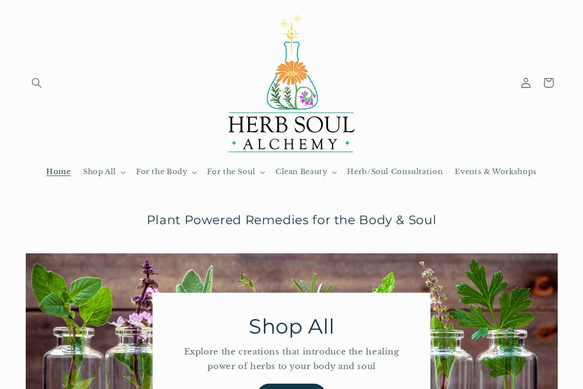 herbsoulalchemy.com homepage screenshot