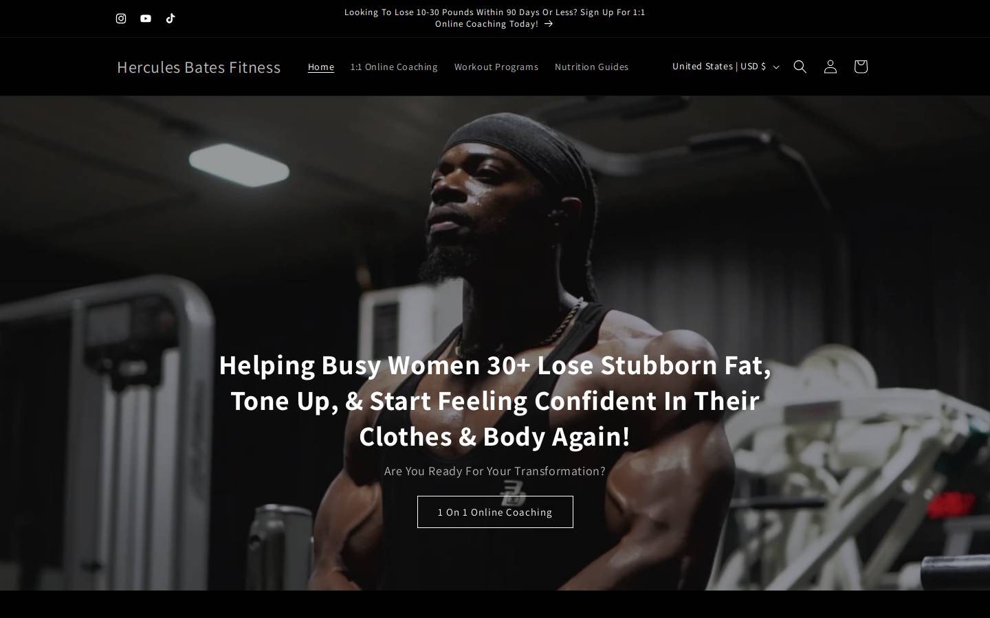 herculesbatesfitness.com homepage screenshot