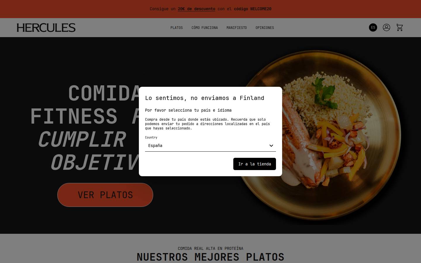 Hercules Meals homepage screenshot