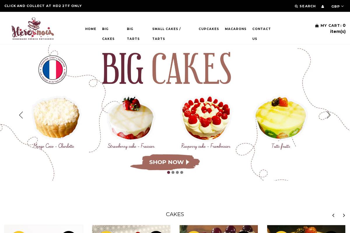 here-and-now-patisserie.com homepage screenshot