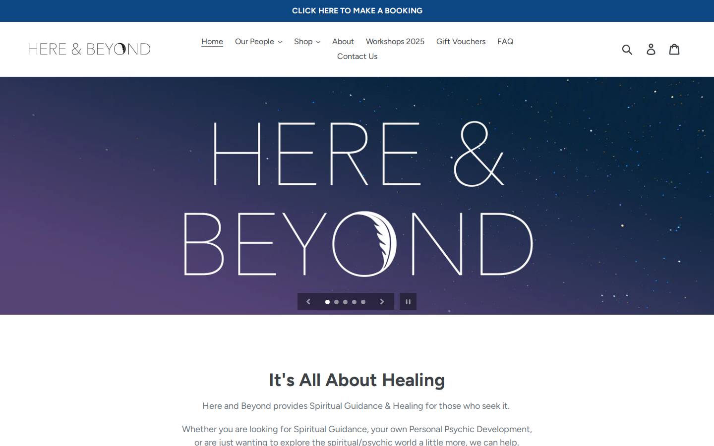 hereandbeyond.com.au homepage screenshot
