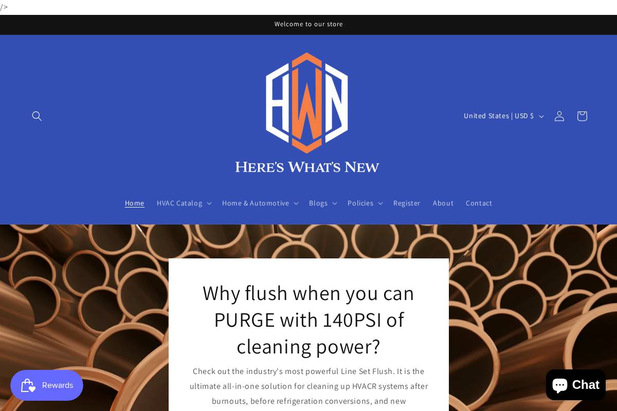 hereswhatsnew.com homepage screenshot