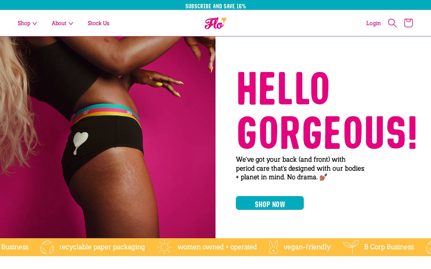 Here We Flo homepage screenshot