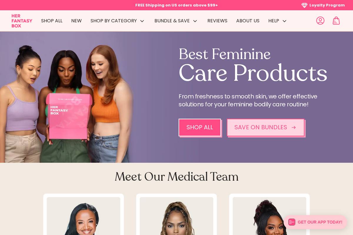 Herfantasybox homepage screenshot