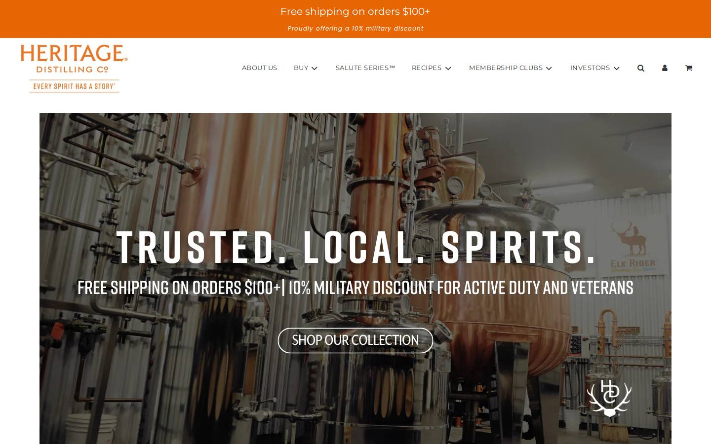 heritagedistilling.com homepage screenshot