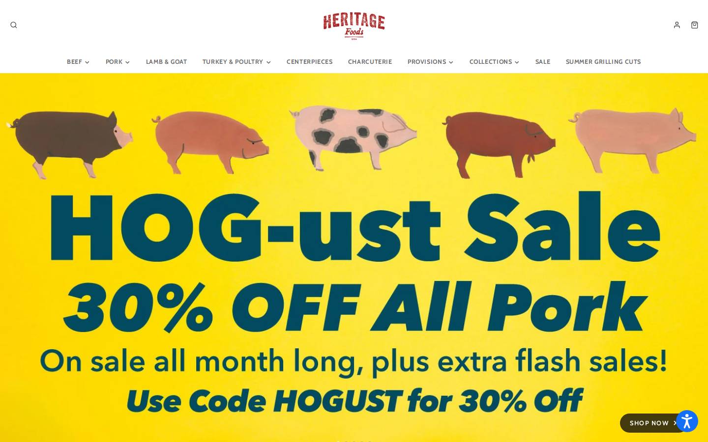 heritagefoods.com homepage screenshot