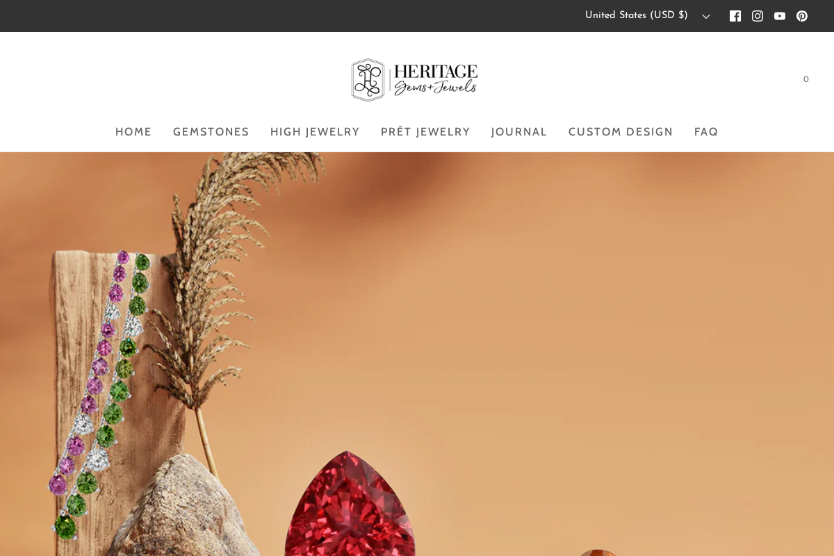 Heritage Gems+Jewels homepage screenshot