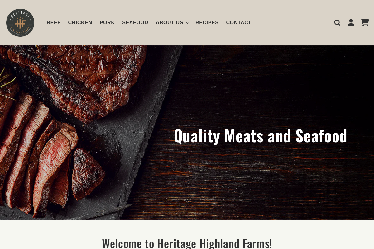 heritagehighlandfarms.com homepage screenshot