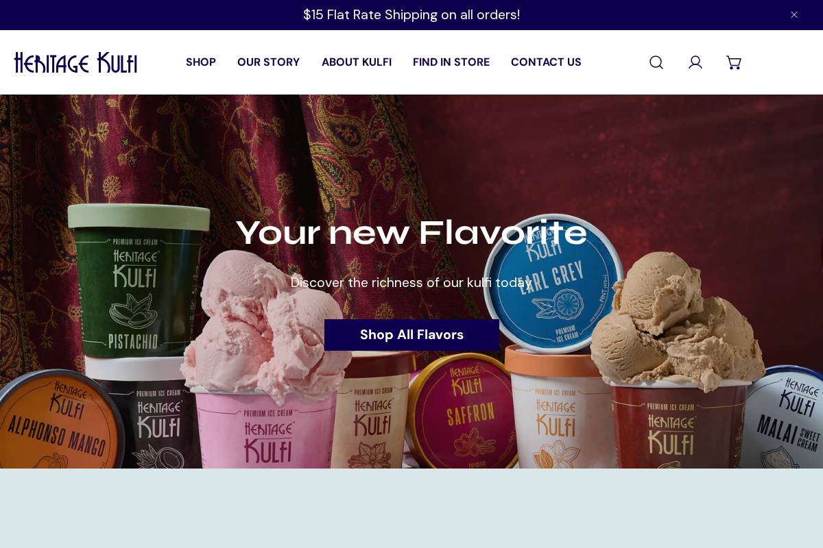 heritagekulfi.com homepage screenshot