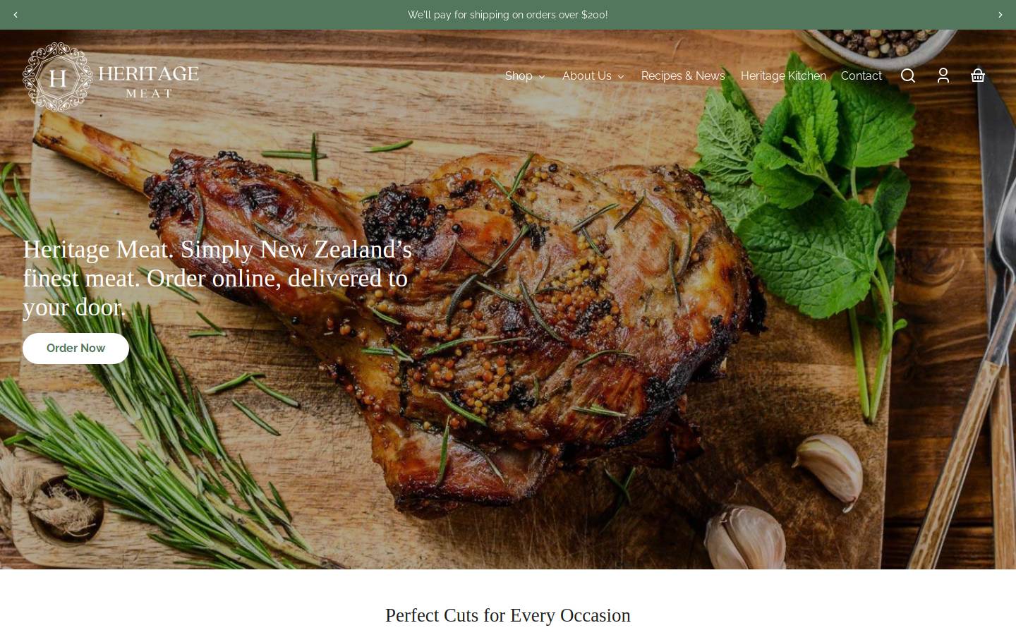 heritagemeat.co.nz homepage screenshot