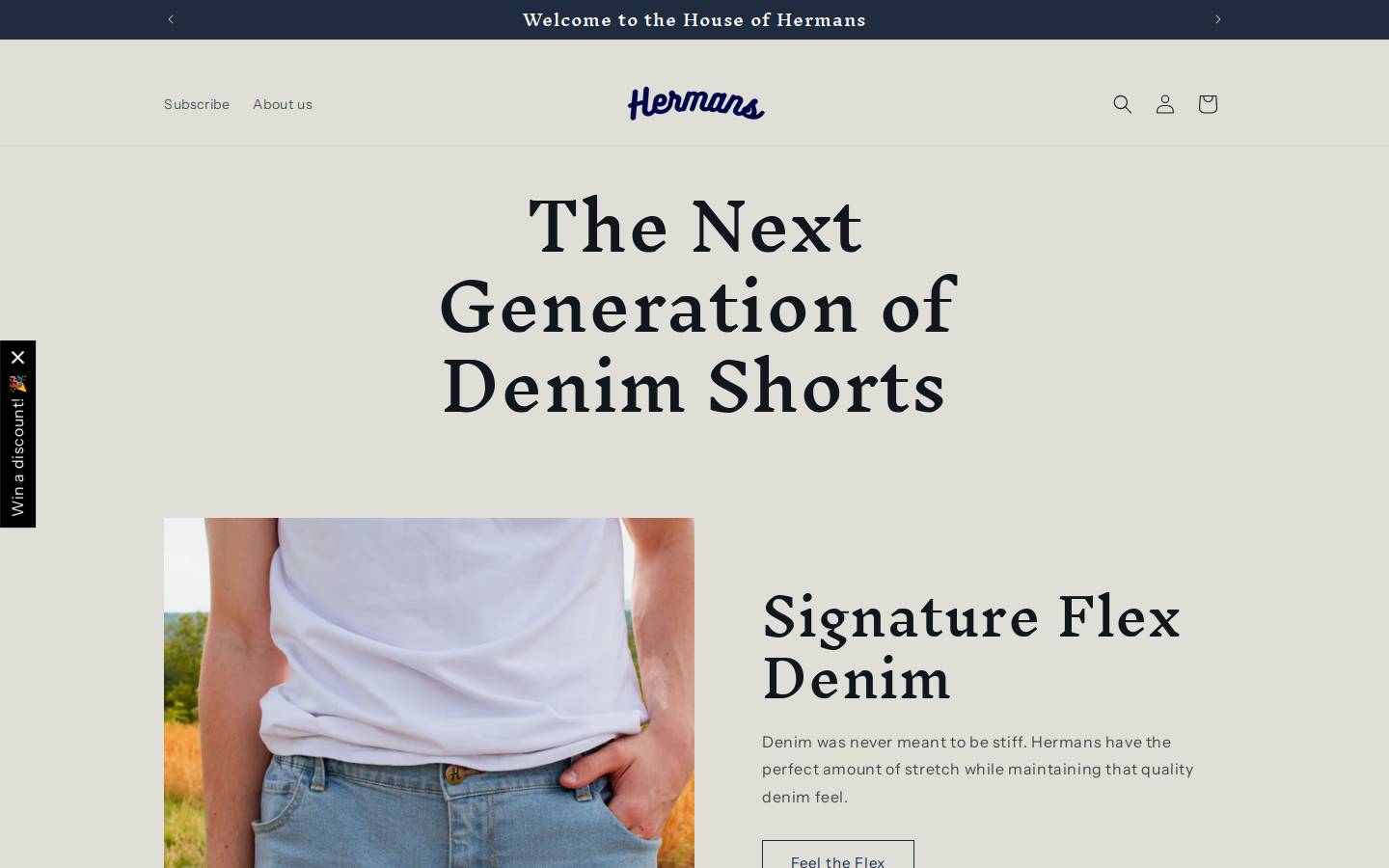 hermansjeanshorts.com homepage screenshot