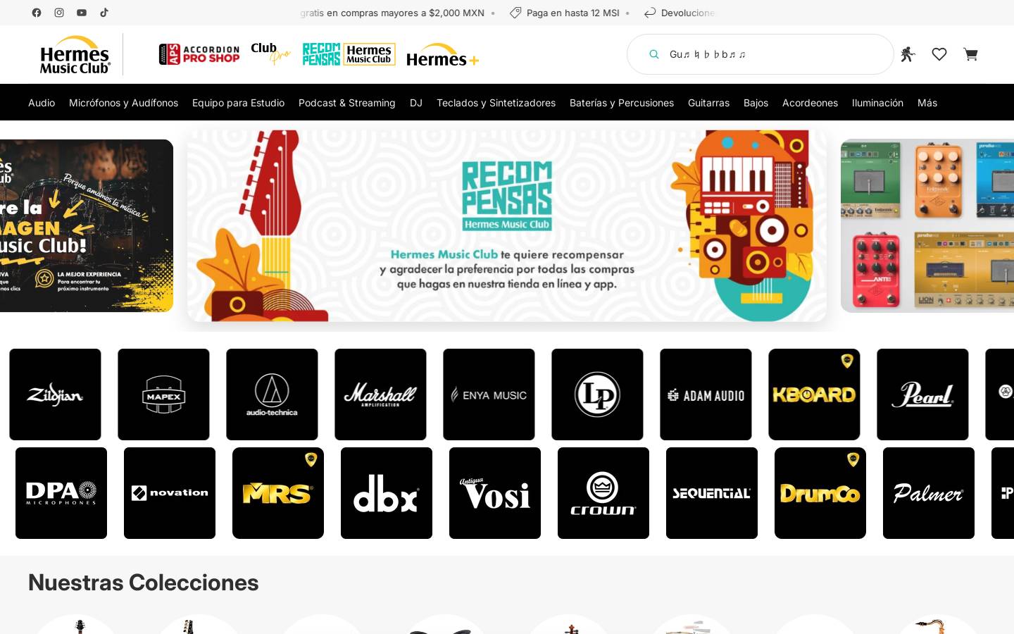 hermesmusicclub.mx homepage screenshot