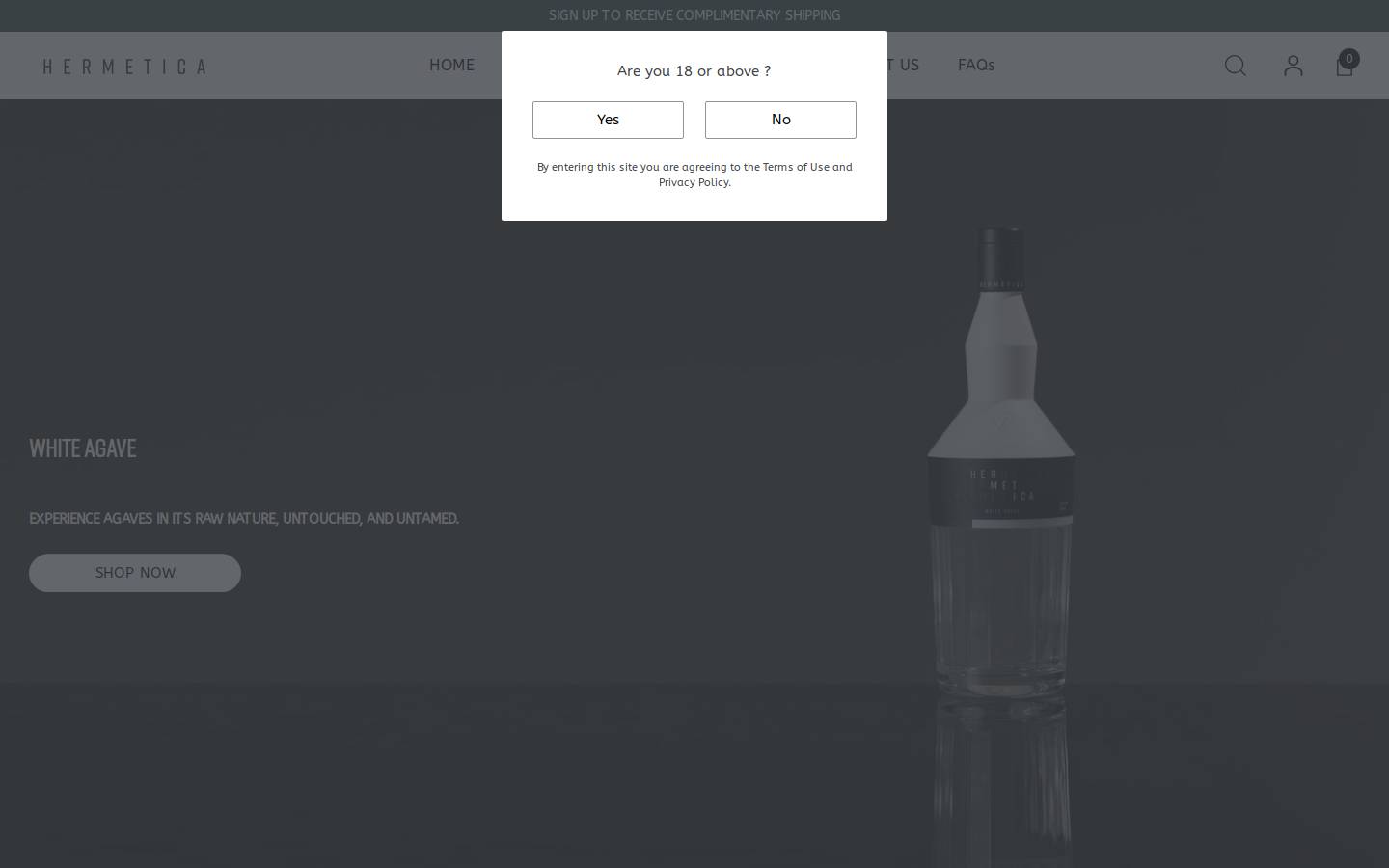 hermeticadistillery.com homepage screenshot