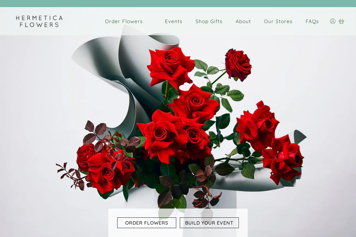 Hermetica Flowers homepage screenshot