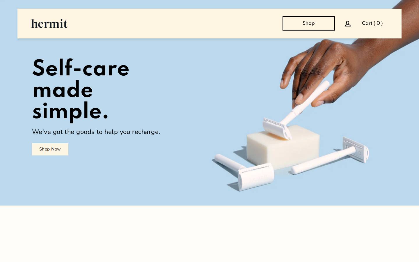 hermitgoods.com homepage screenshot