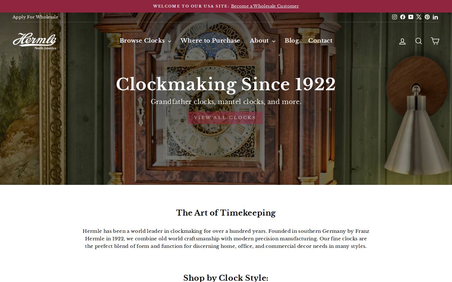 hermleclock.com homepage screenshot