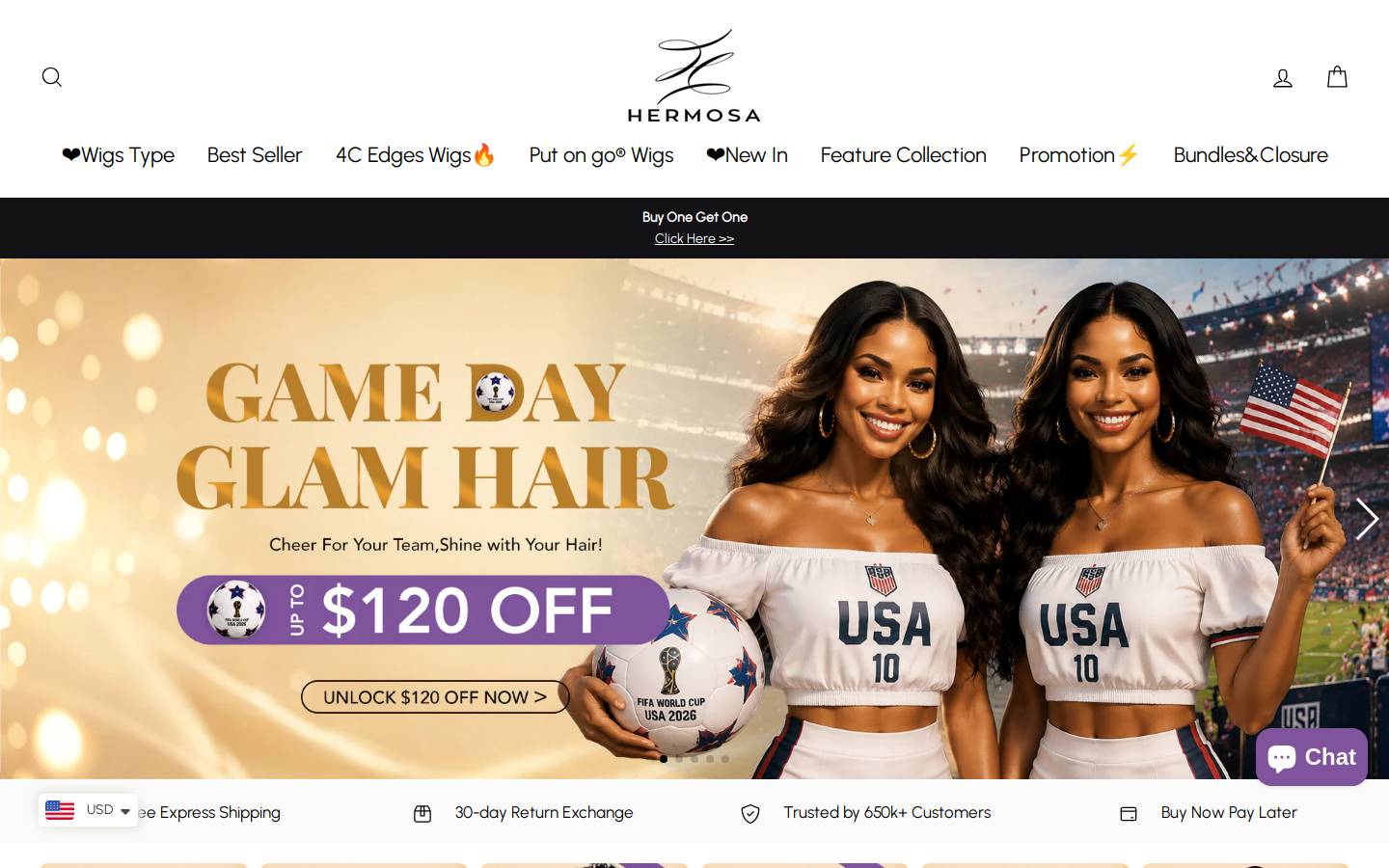Hermosahair homepage screenshot