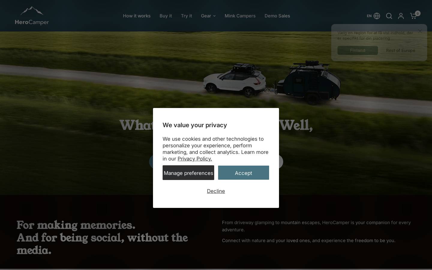 herocamper.com homepage screenshot