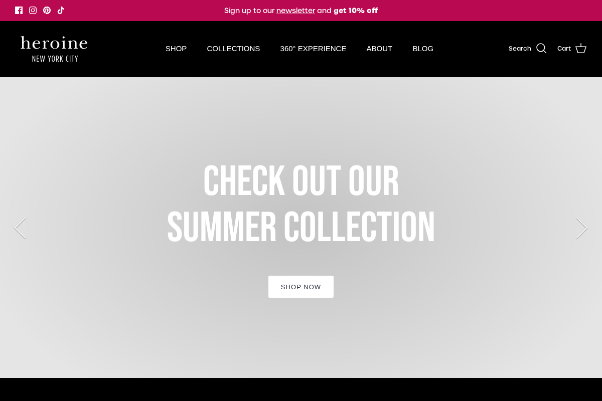 Heroine homepage screenshot