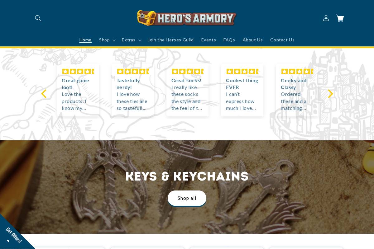 herosarmory.com homepage screenshot