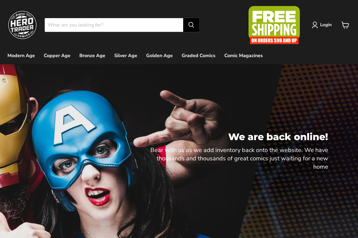 Hero Trader homepage screenshot