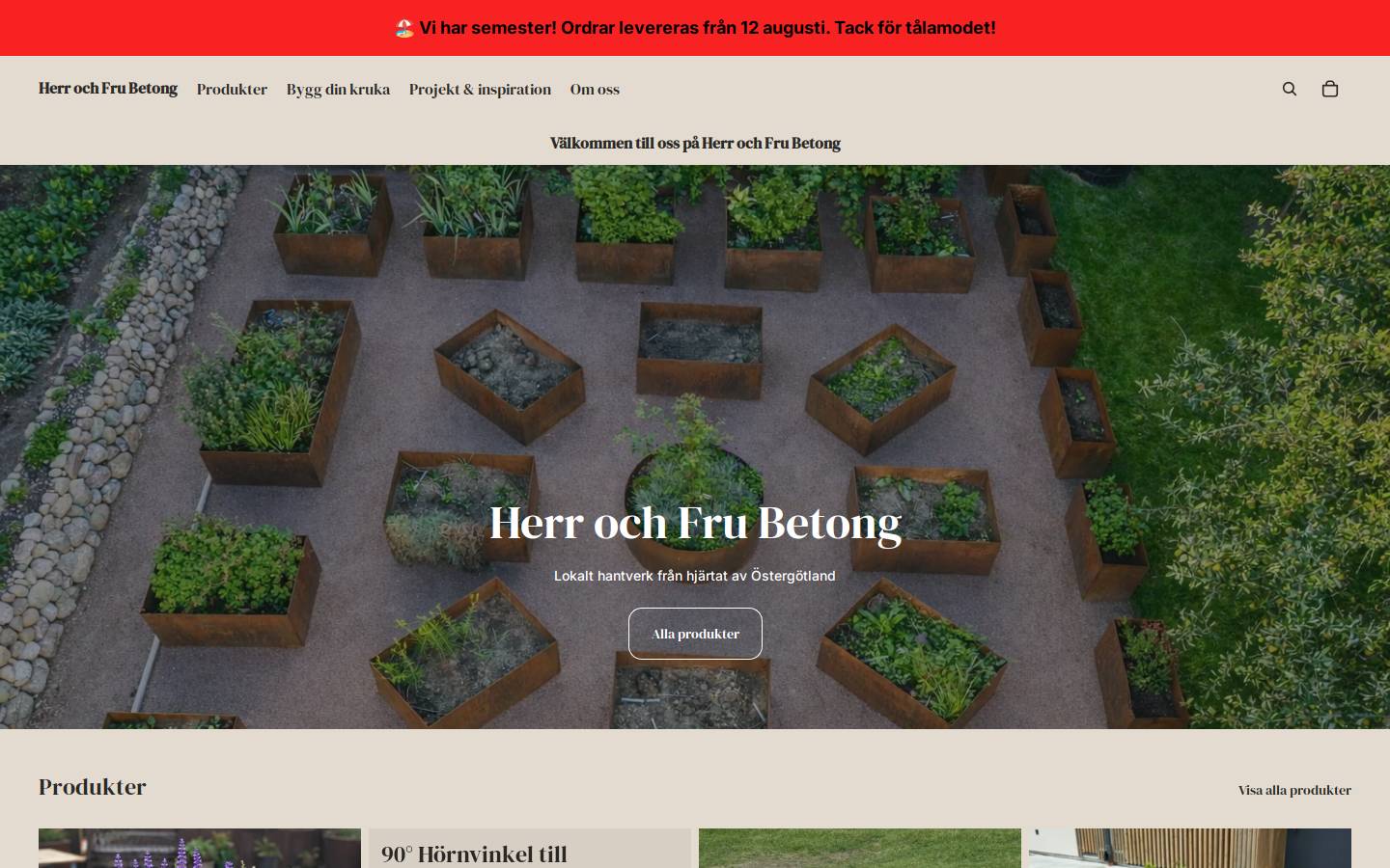 herrochfrubetong.se homepage screenshot