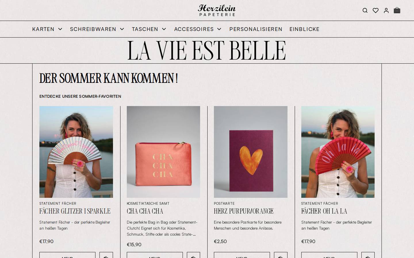 herzilein-papeterie.at homepage screenshot