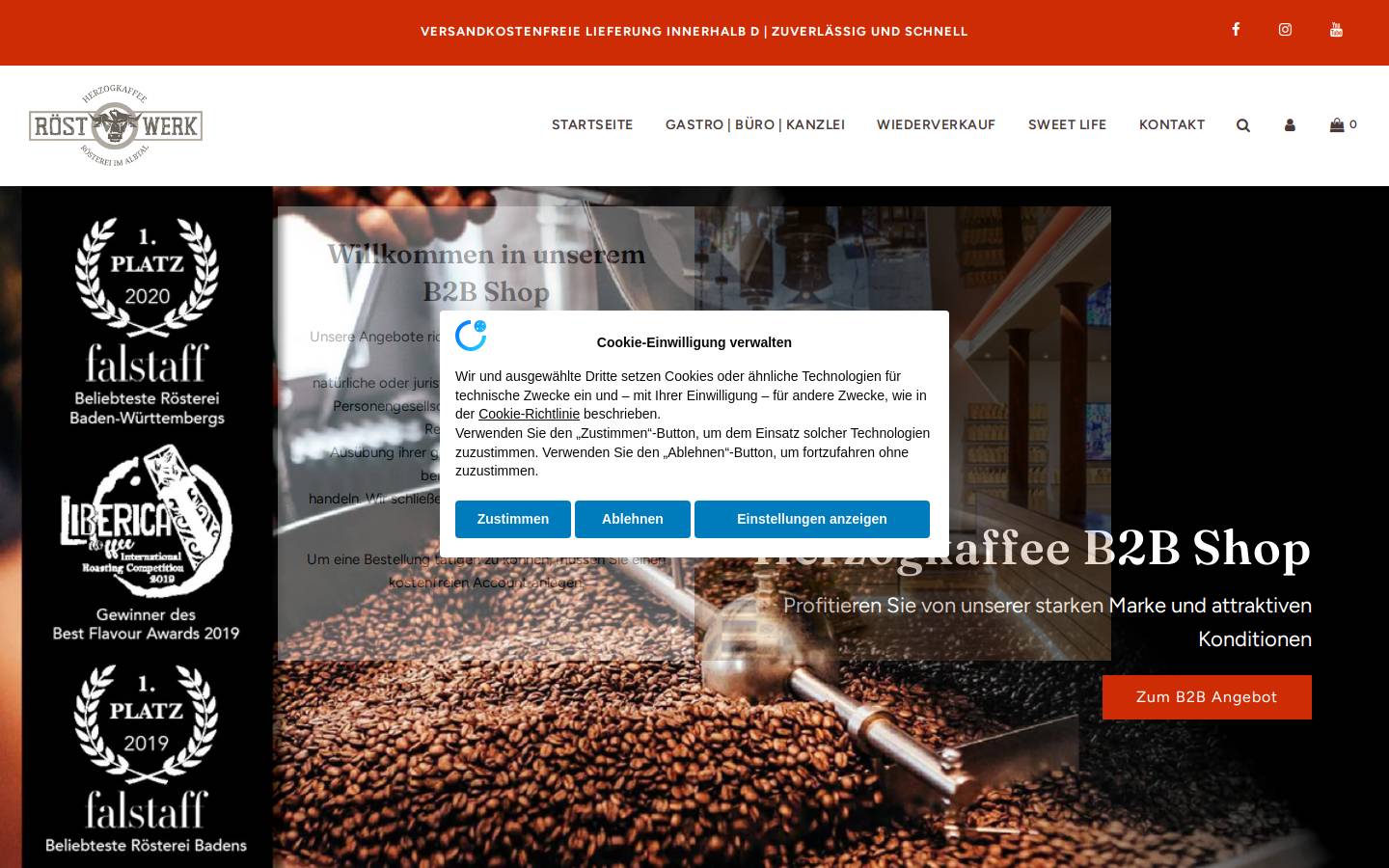 herzogkaffee-b2b.de homepage screenshot