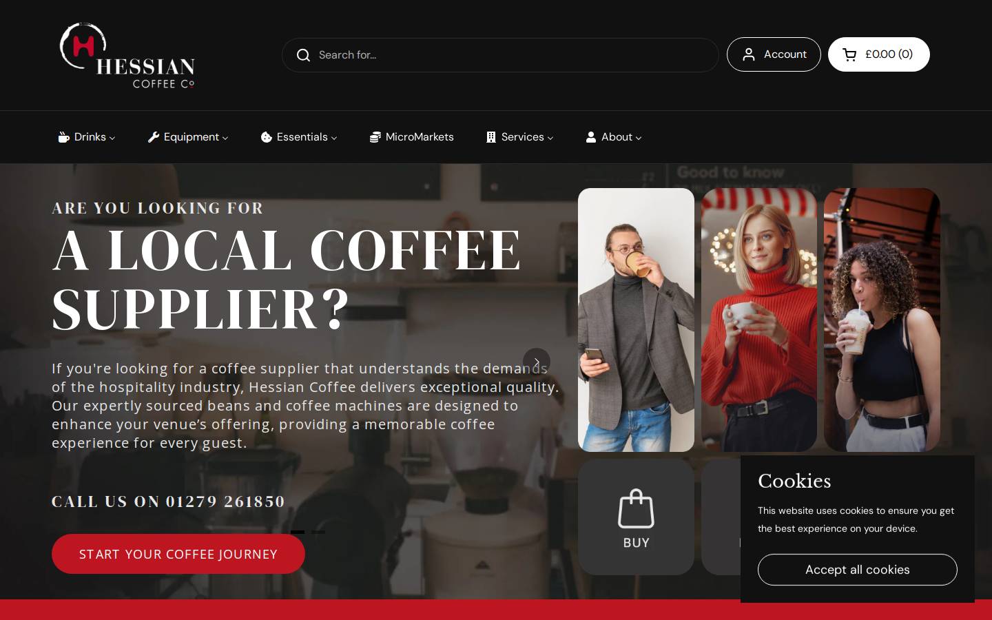 hessianvending.com homepage screenshot