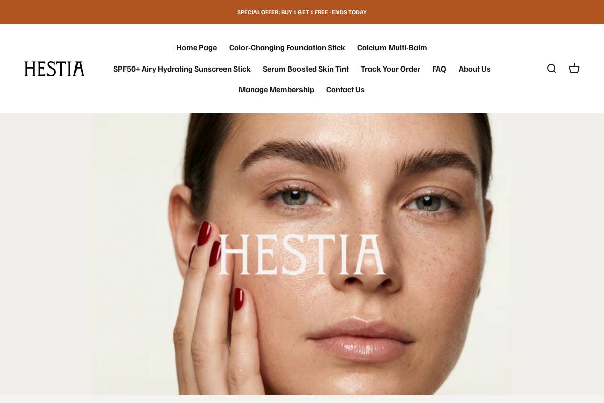 hestiacosmetics.com homepage screenshot