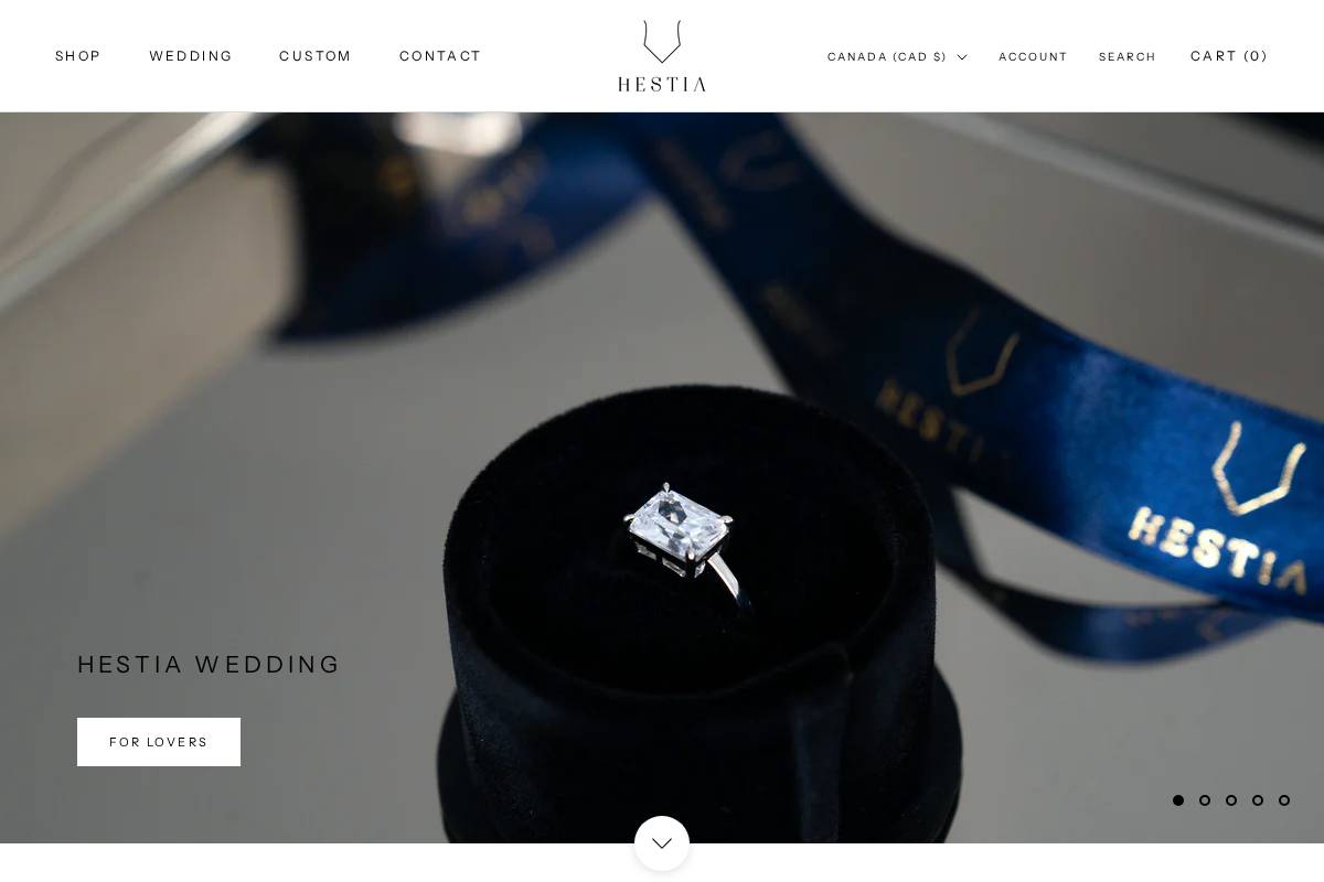 hestiajewels.com homepage screenshot