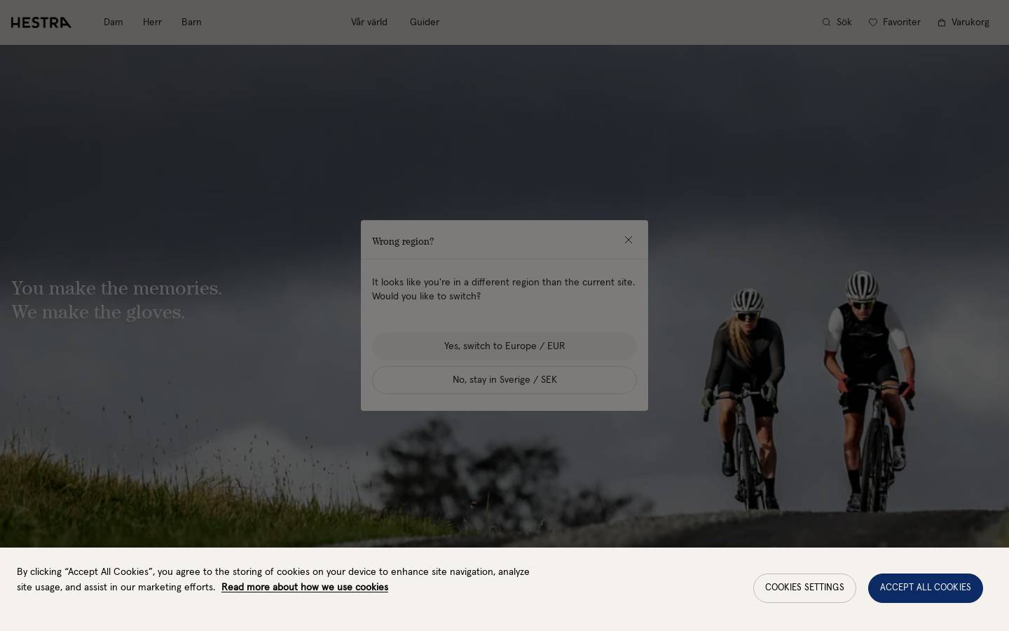hestragloves.se homepage screenshot